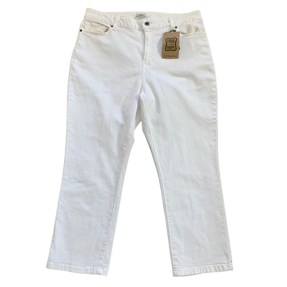 L.L. Bean True Shape White Denim Jeans Size 16 Petite New With Tags - Picture 1 of 8